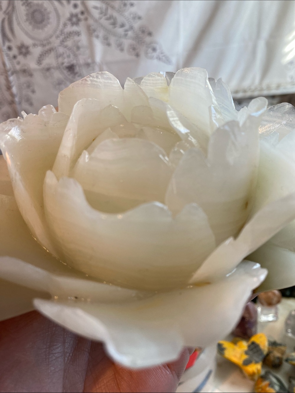 White Onyx Floral Decorative Accent Sculpture - Home Accents - Picture 3 of 4